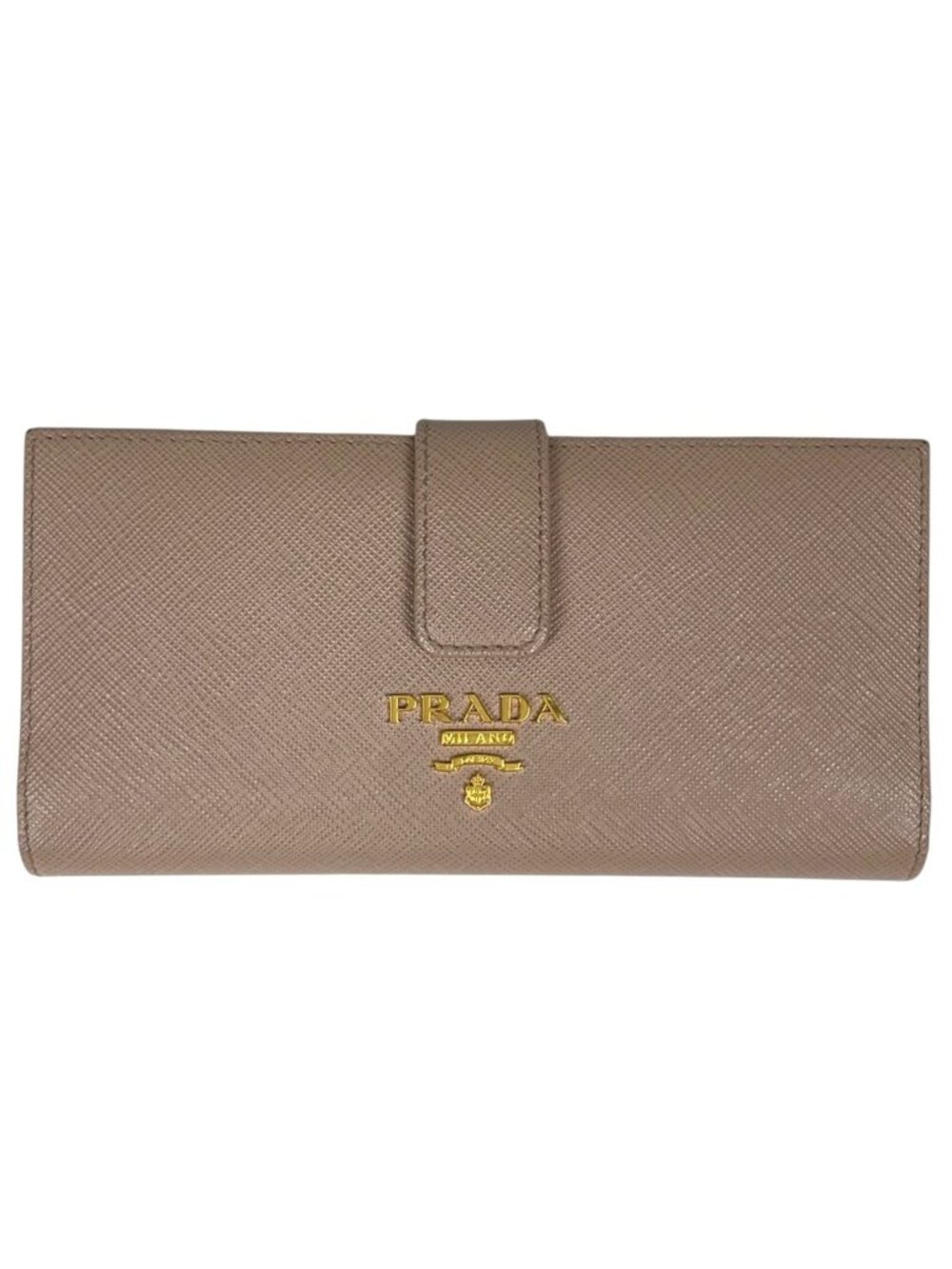 Prada Wallet Bifold Saffiano Leather Beige